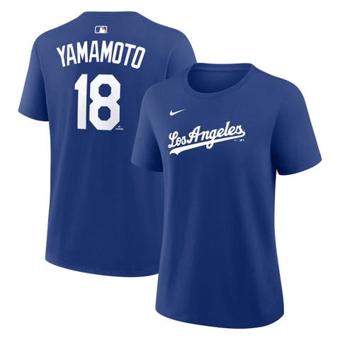 Women's Nike Yoshinobu Yamamoto Royal Los Angeles Dodgers Name & Number T-Shirt