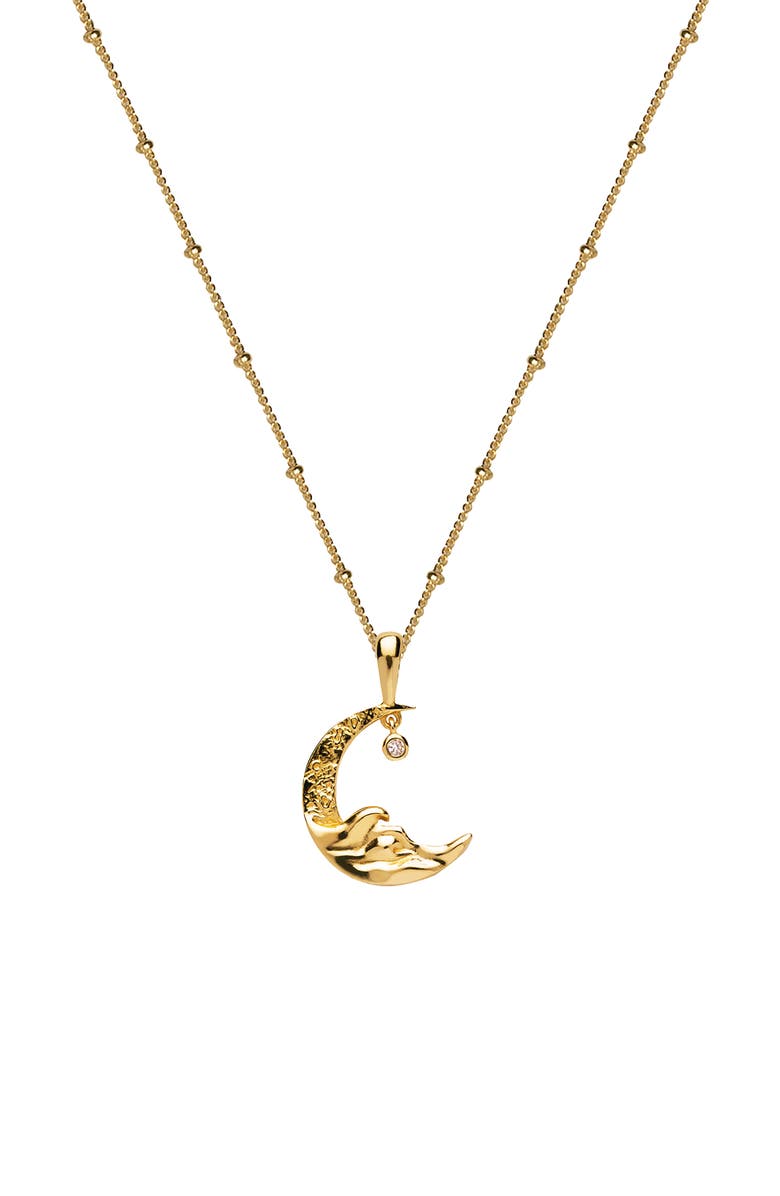 Awe Inspired Moon Wave Diamond Pendant Necklace, Main, color, 
