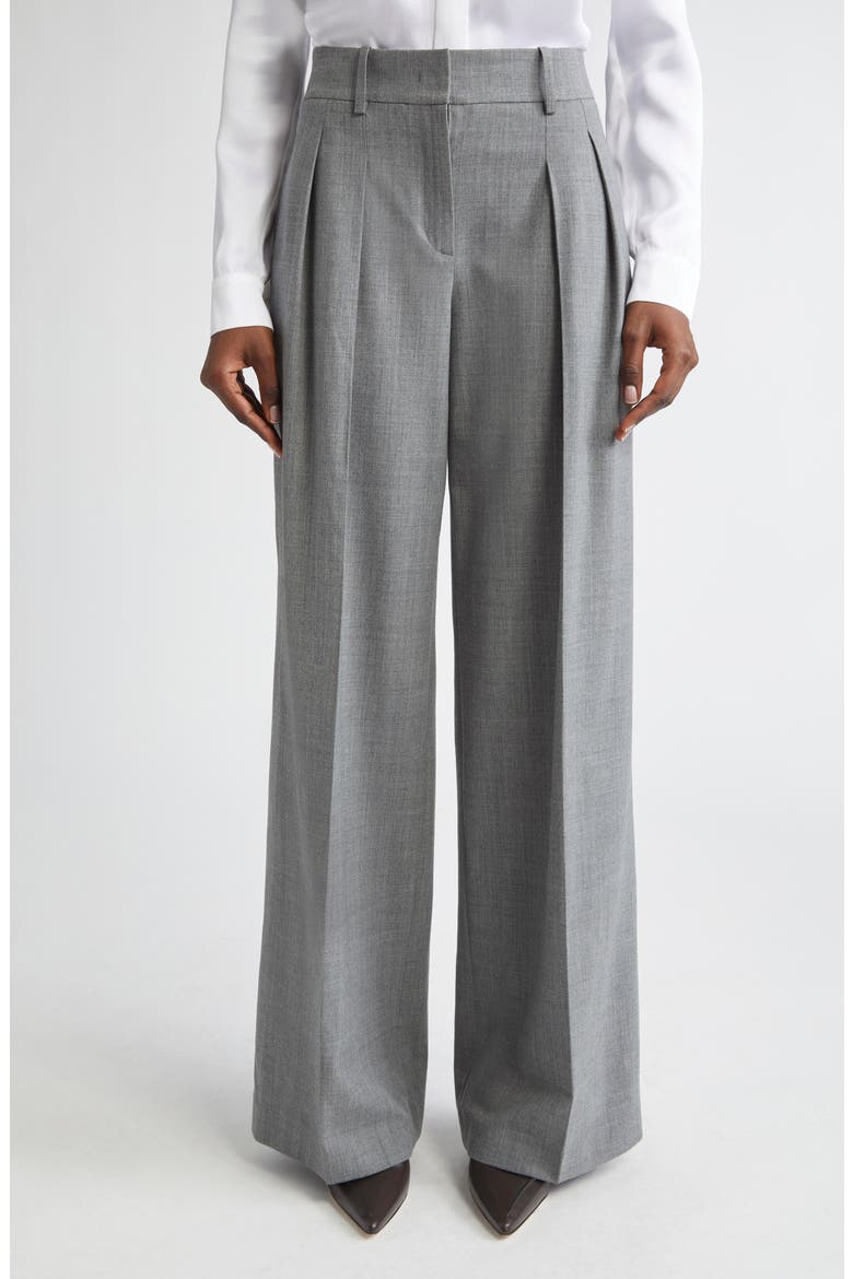 Pleated Slouch Stretch Wool Trousers, Main, color, BANKER MELANGE