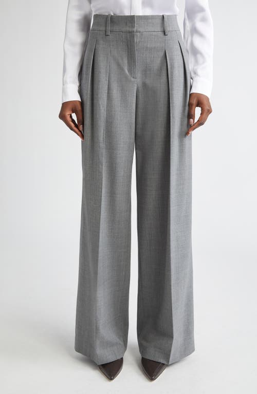 Michael Kors Collection Pleated Slouch Stretch Wool Trousers In Gray