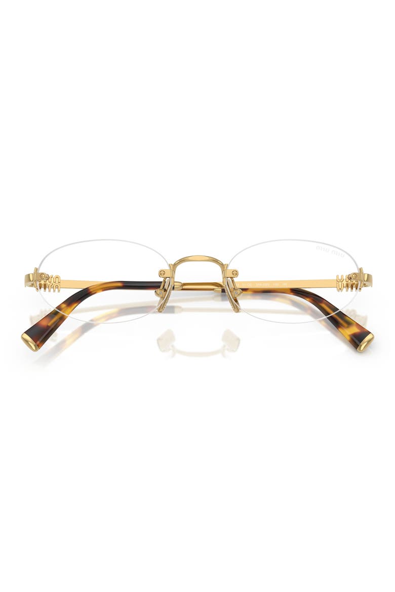 51mm Oval Rimless Sunglasses, Alternate, color, GOLD / CLEAR BLUE LIGHT FILTER