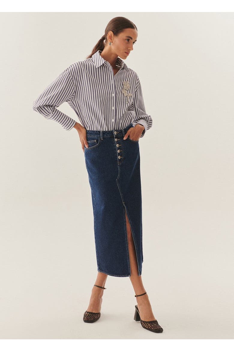 Malia Denim Skirt, Alternate, color, INDIGO