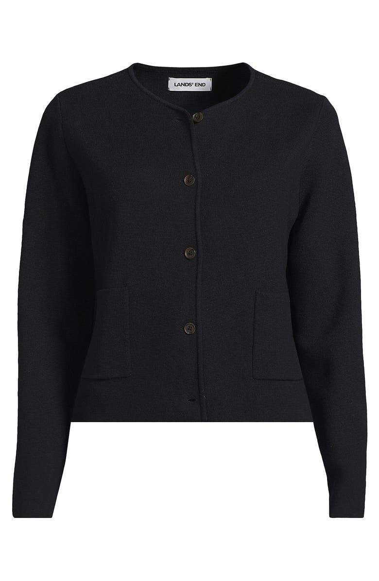 Lands' End Fine Gauge Cotton Milano Blazer Sweater, Alternate, color, Black