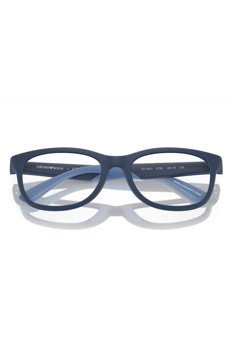 Emporio Armani Kids' 49mm Small Pillow Optical Glasses, Alternate, color, Matte Blue / Demo Lens