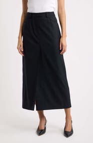Theory Front Vent Wool Blend Maxi Skirt