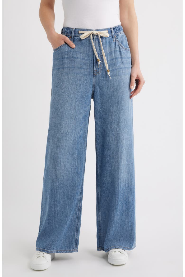 Drawstring Wide Leg Jeans, Main, color, MEDIUM INDIGO