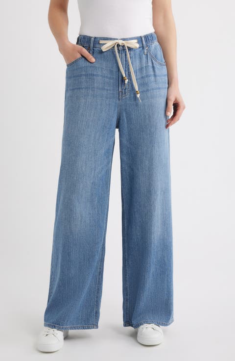 Drawstring Wide Leg Jeans