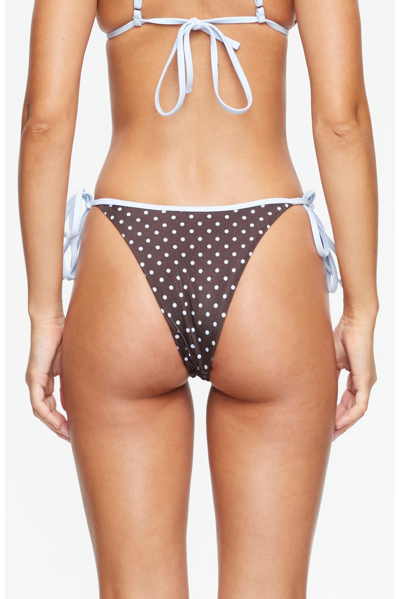 Drift Side Tie Bikini Bottoms, Alternate, color, CHOCOLATE BLUE POLKA