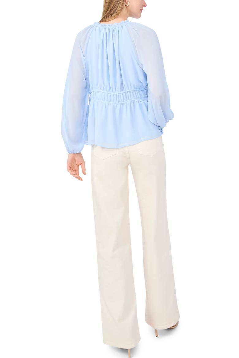 Semi Sheer Long Sleeve Peplum Top, Alternate, color, SKY