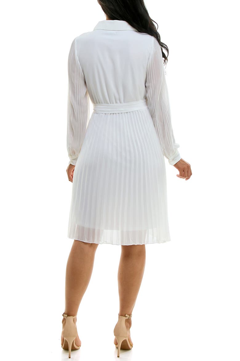 Long Sleeve Pleated Shirtdress, Alternate, color, IVORY