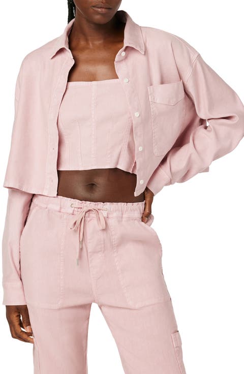 Oversize Crop Button-Up Shirt