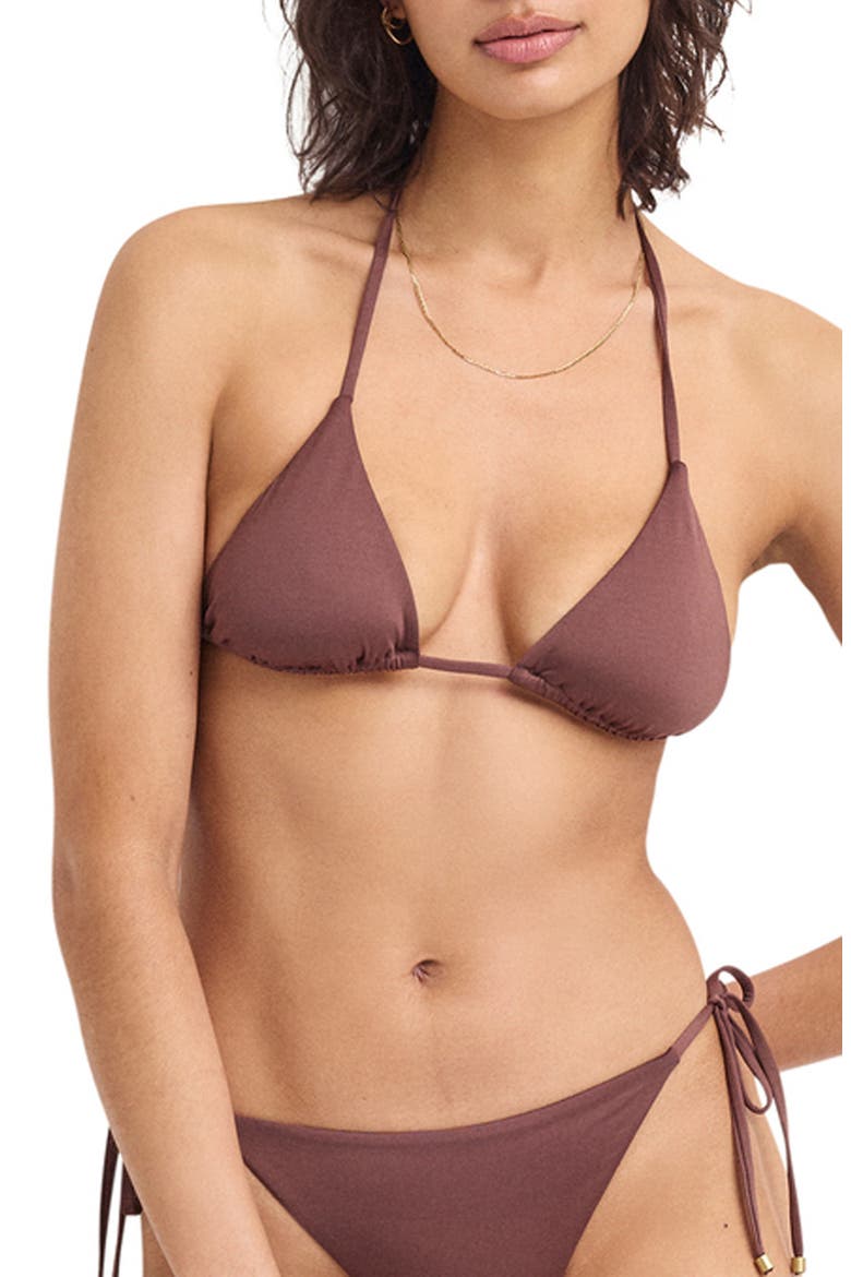 Gia Triangle Bikini Top, Main, color, MOCHA BRN