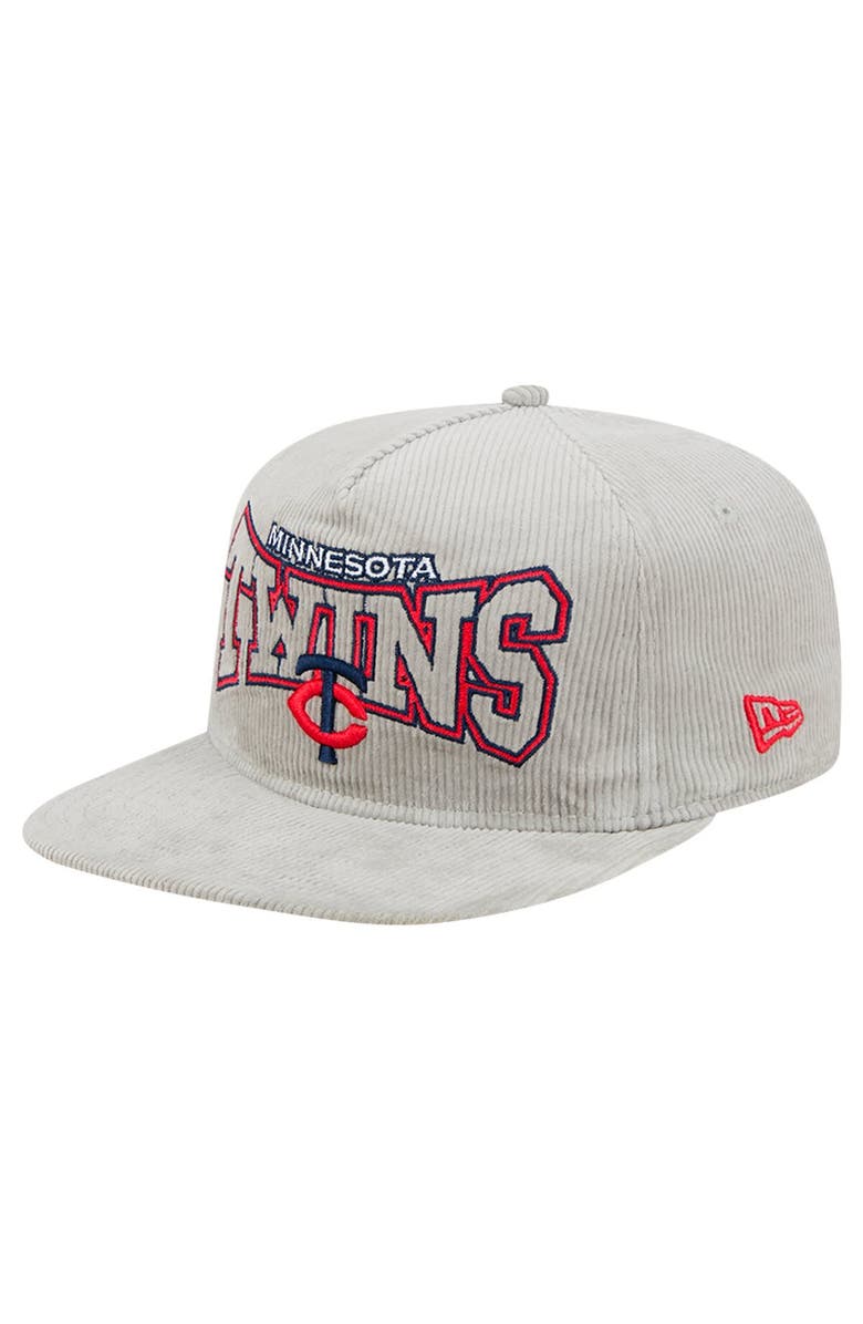 New Era Men's New Era Gray Minnesota Twins Corduroy Golfer Snapback Hat, Main, color,