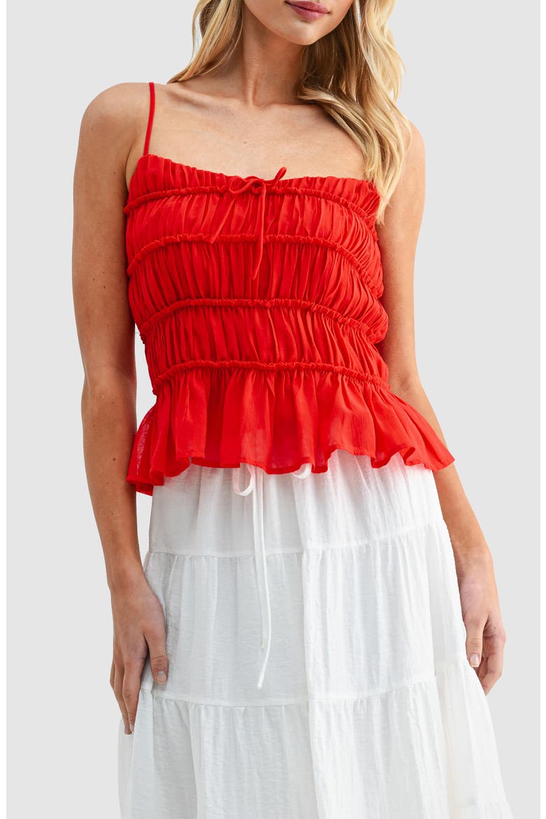 Sleeveless Peplum Top, Main, color, RED
