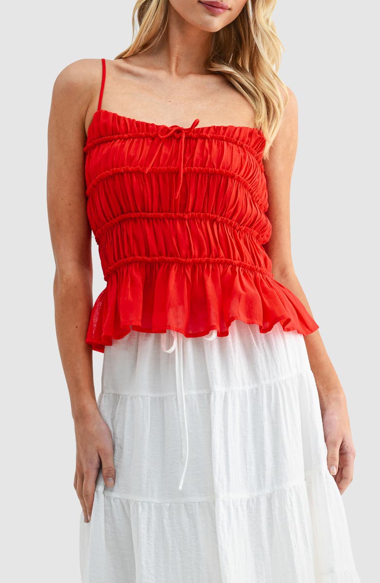 All in Favor Sleeveless Peplum Top, Main, color, Red