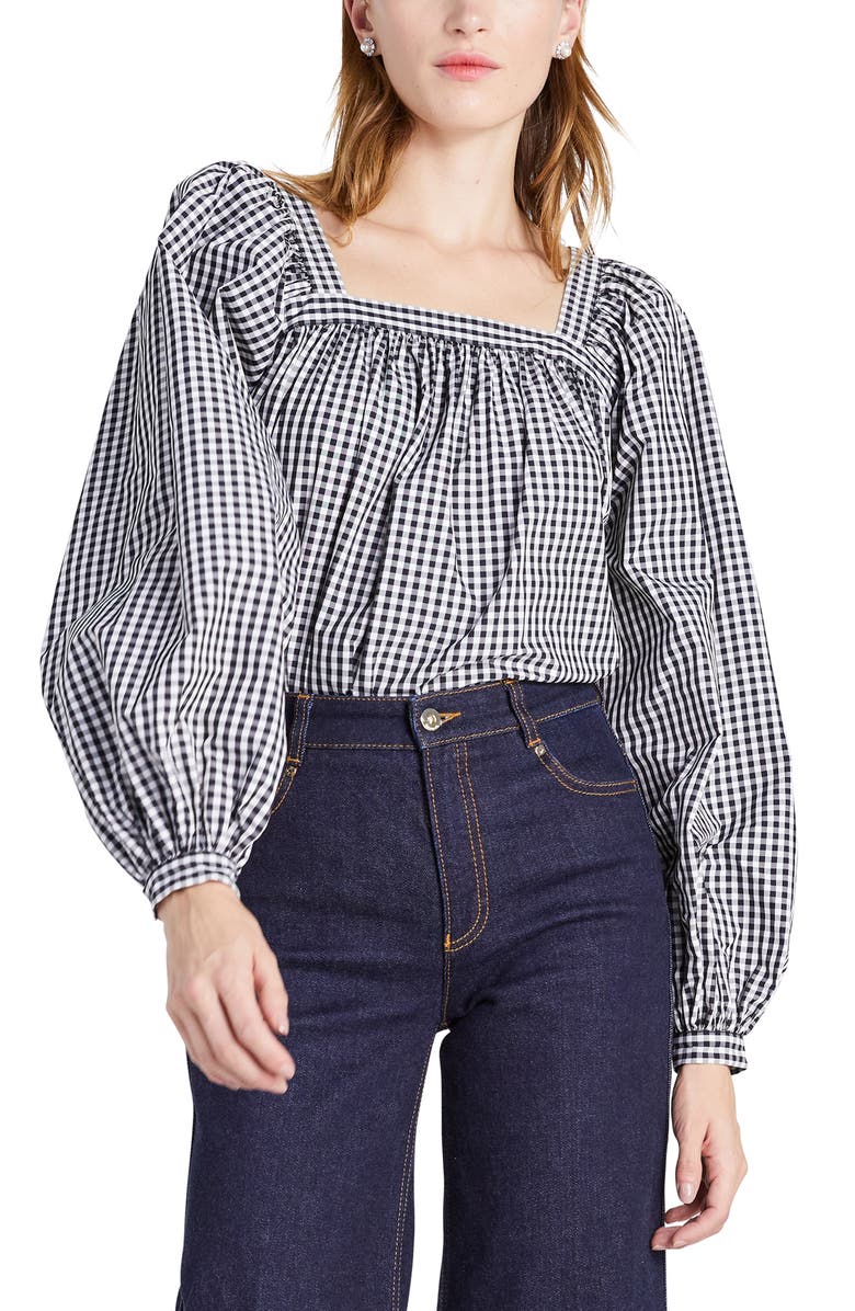 Kate Spade New York gingham belle blouse, Main, color, 