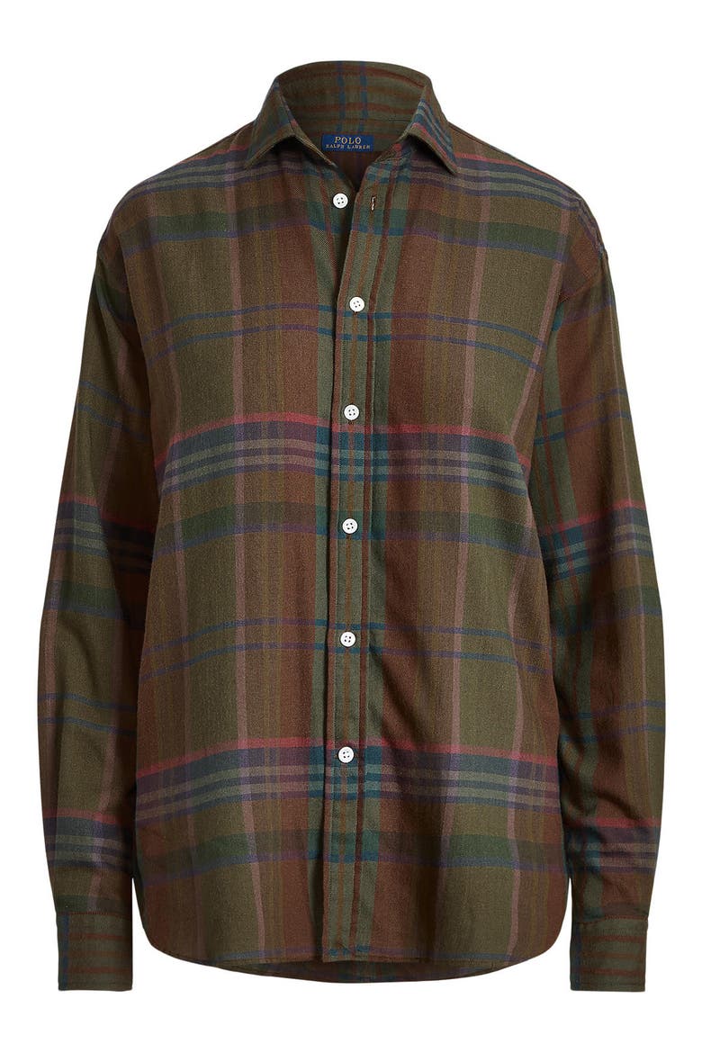 Plaid Oversize Shirt, Alternate, color, BROWN/ OLIVE MULTI PLAID
