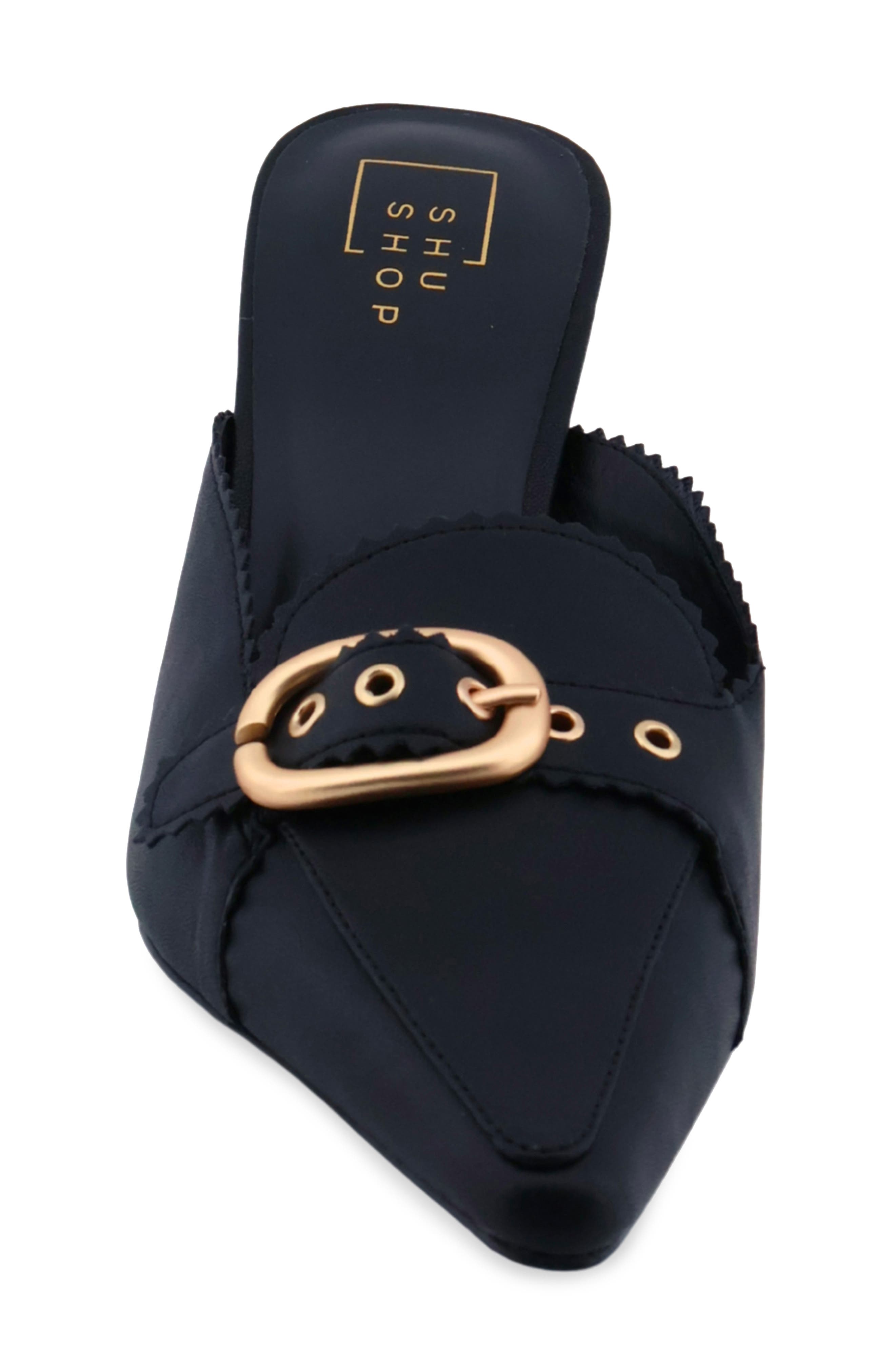 Natasha Pointed Toe Mule, Alternate, color, BLACK