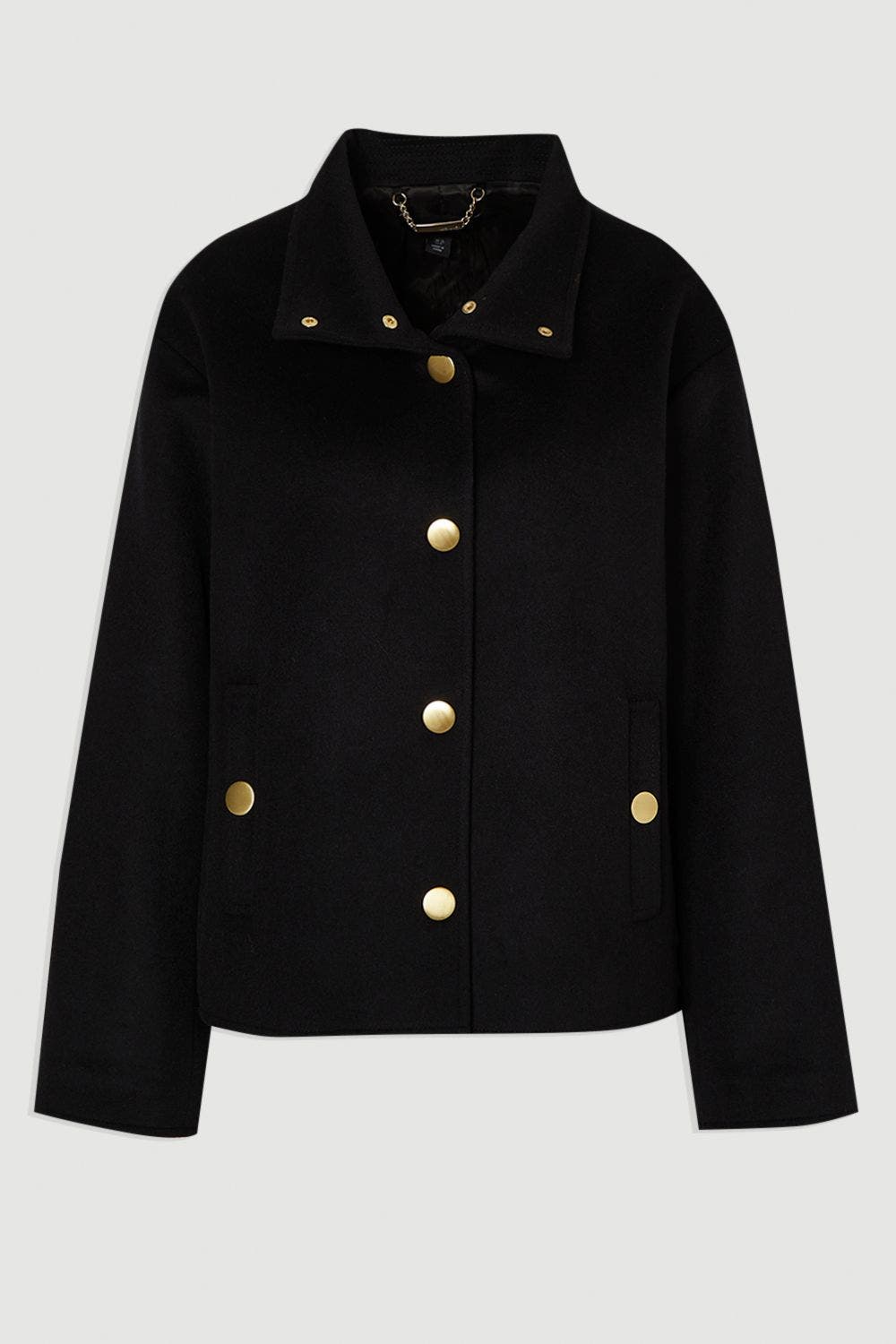 Brushed Wool Funnel Neck Tailored Coat - image 2