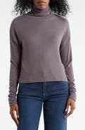 Renee C Cowl Neck Brushed Knit Crop Pullover