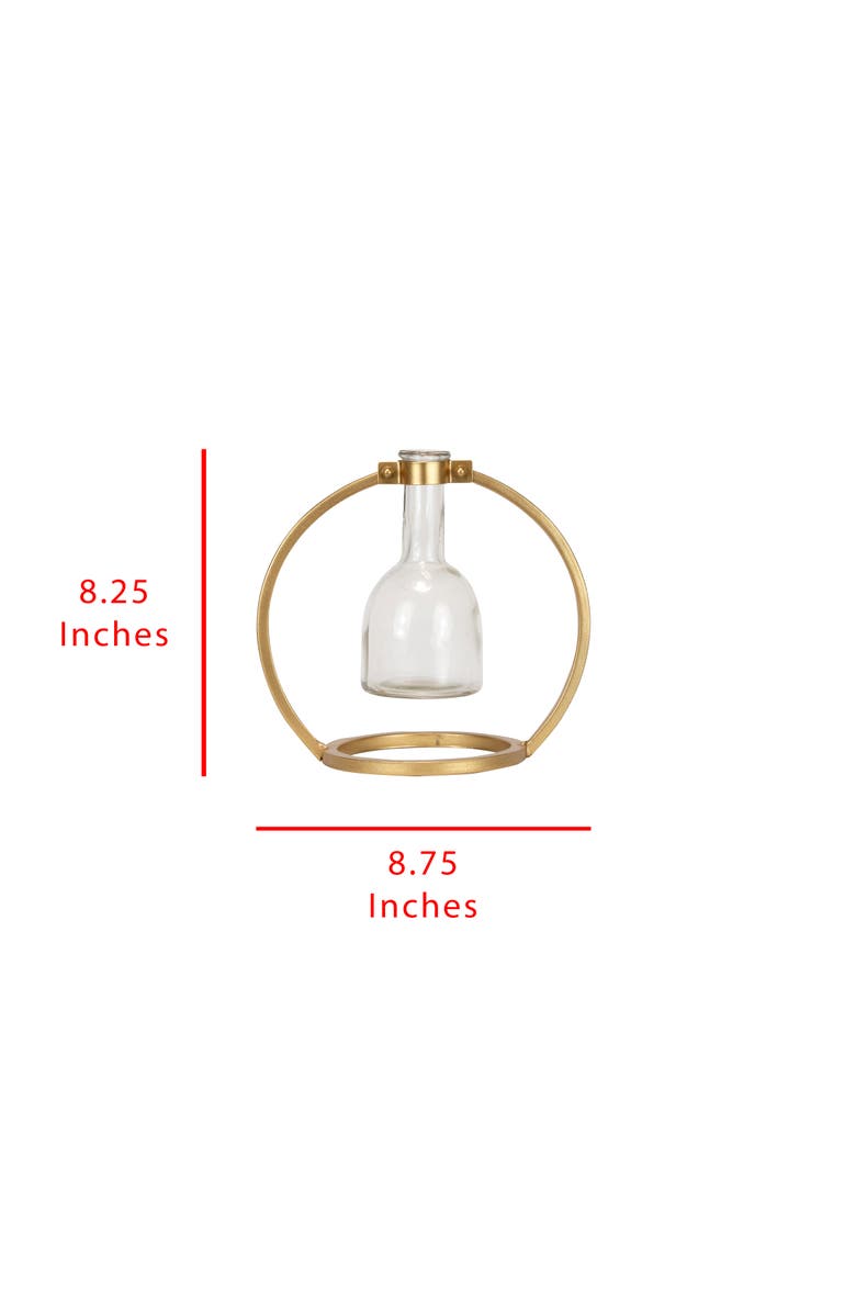 Foreside Home and Garden Glass Vase Metal Stand, Alternate, color, Gold