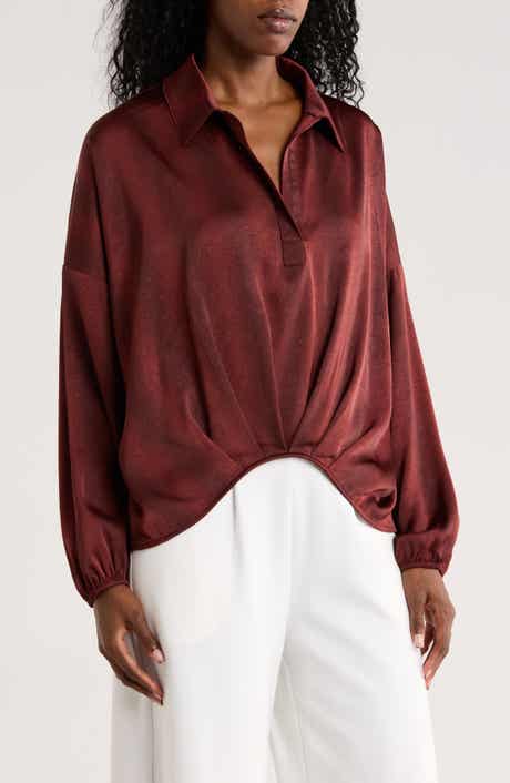 PATRIZIA LUCA Untuck Johnny Collar Long Sleeve Top