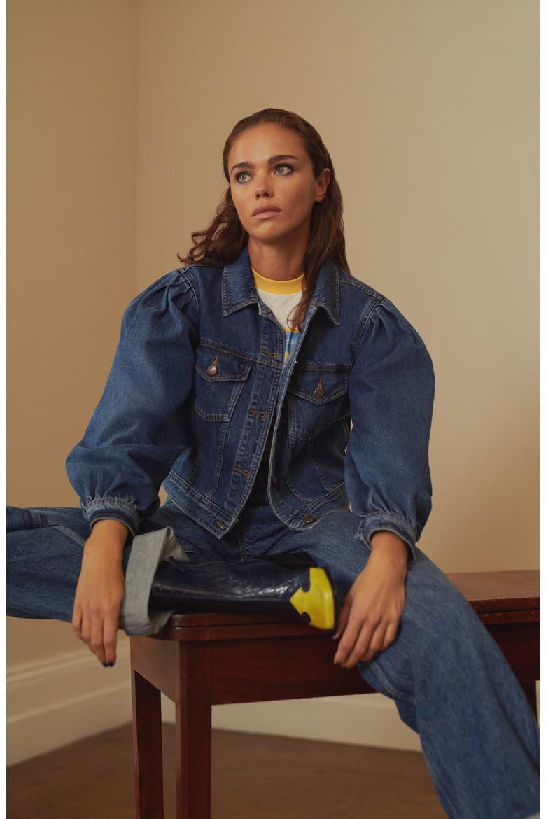 Tilda Denim Jacket, Alternate, color, MID BLUE