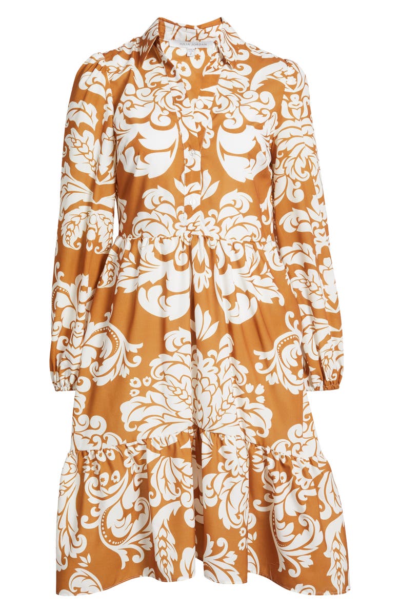 Julia Jordan Long Sleeve Shirtdress, Alternate, color, Camel White