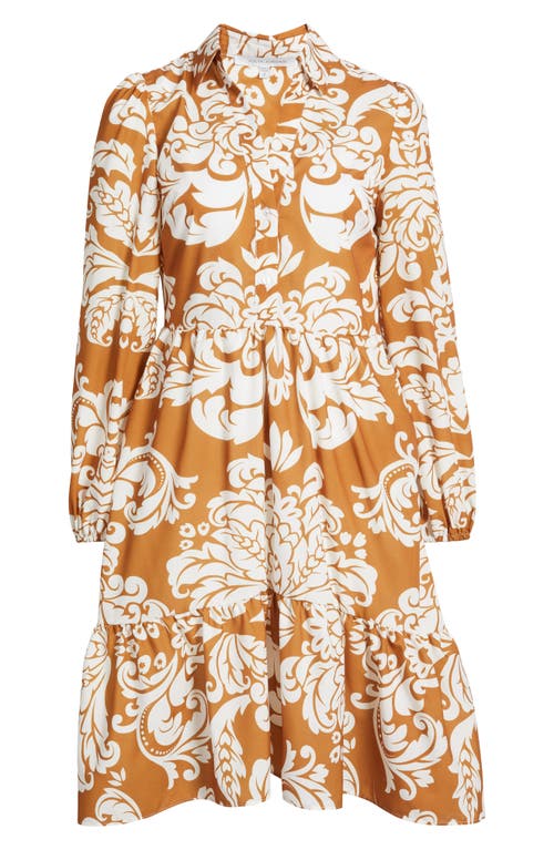 Julia Jordan Long Sleeve Shirtdress In Brown