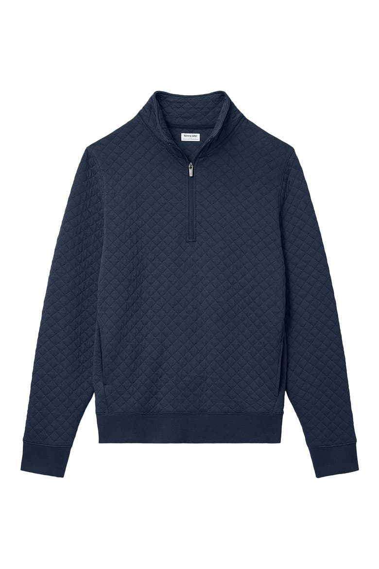 Quilted Quarter Zip Top, Alternate, color, DRESS BLUES