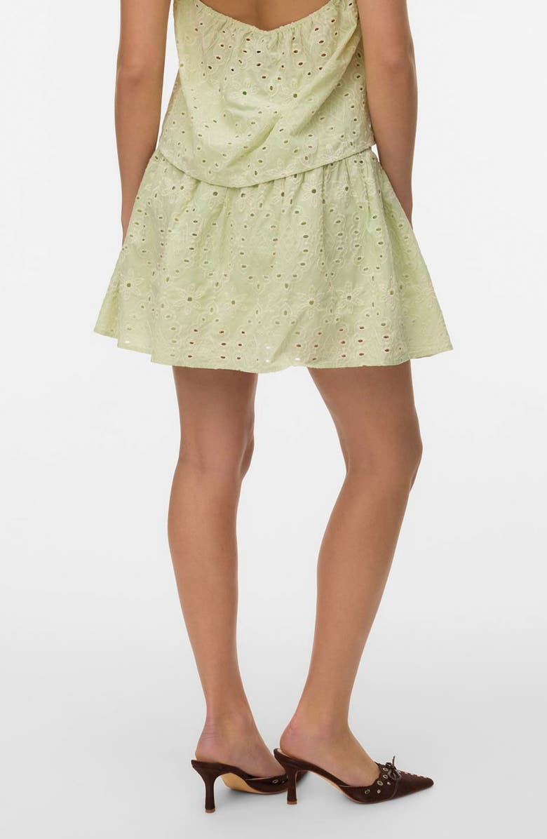 VERO MODA Hay Embroidered Eyelet Cotton Miniskirt, Alternate, color, Fog Green Detail Snow White Em