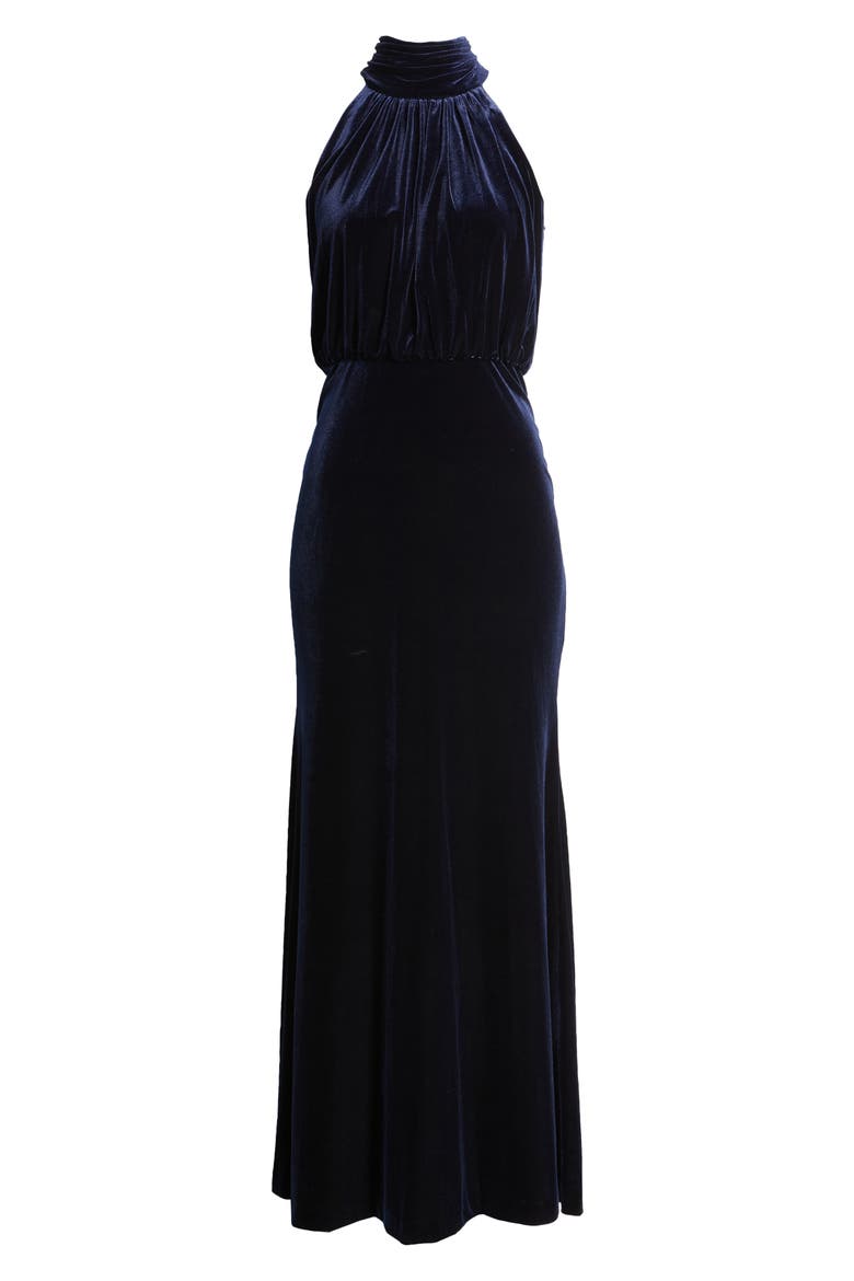 Mock Neck Blouson Gown, Alternate, color, NAVY