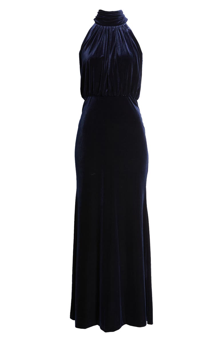 Eliza J Mock Neck Blouson Gown, Alternate, color, Navy