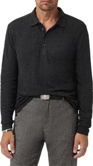 John Varvatos Jalen Three Color Marl Jacquard Long Sleeve Polo
