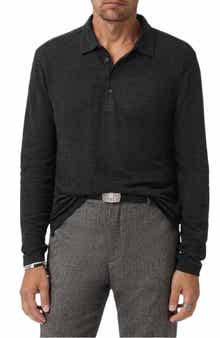 John Varvatos Jalen Three Color Marl Jacquard Long Sleeve Polo