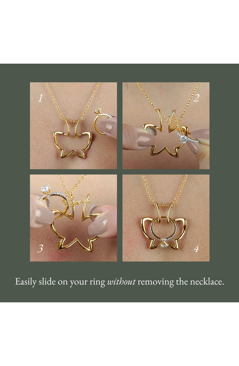 Emily C Butterfly Ring Holder Necklace, Stainless Steel Wedding Ring Keeper, Necklace Jewelry, Alternate, color, Gold