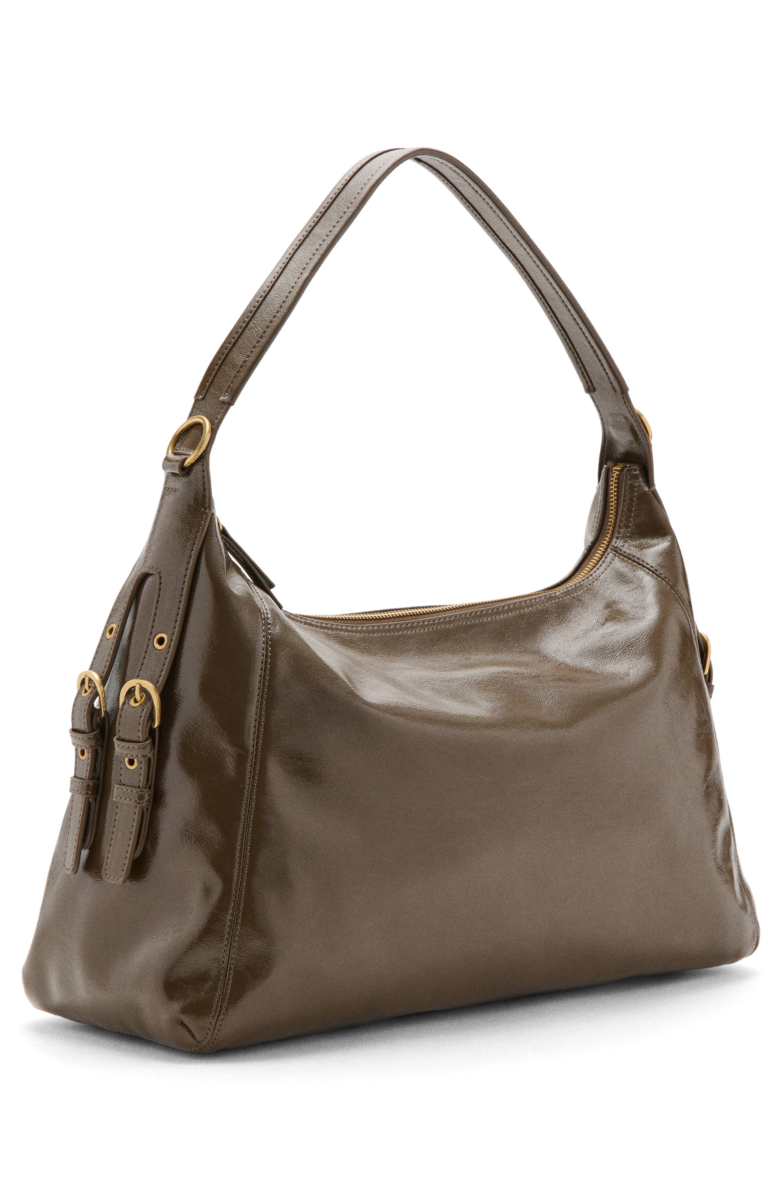 MANGO Buckled Faux Leather Shoulder Bag, Alternate, color, 