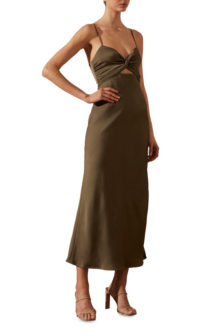 Cutout Twist Front Cocktail Dress, Alternate, color, PINE