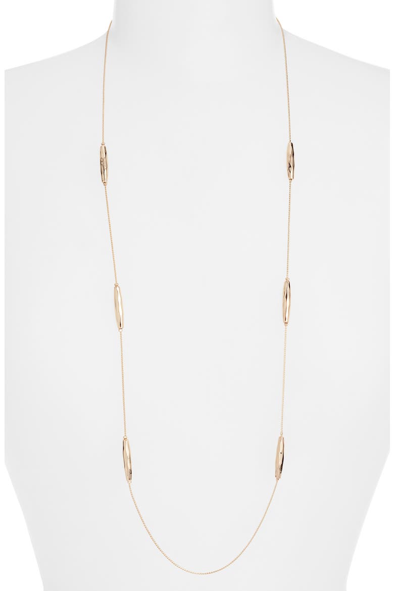 Molten Bead Station Necklace, Alternate, color, GOLD