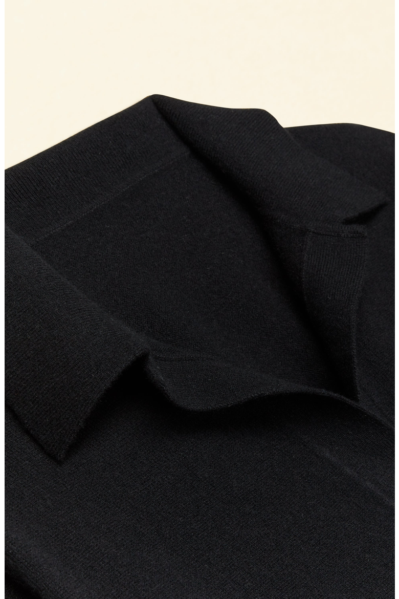Camila Airy Cashmere Collared Sweater, Alternate, color, Black