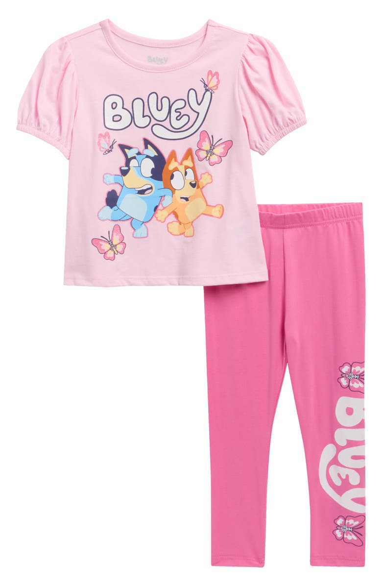 Happy Threads Kids' Bluey Graphic T-Shirt & Leggings Set, Main, color, Pink