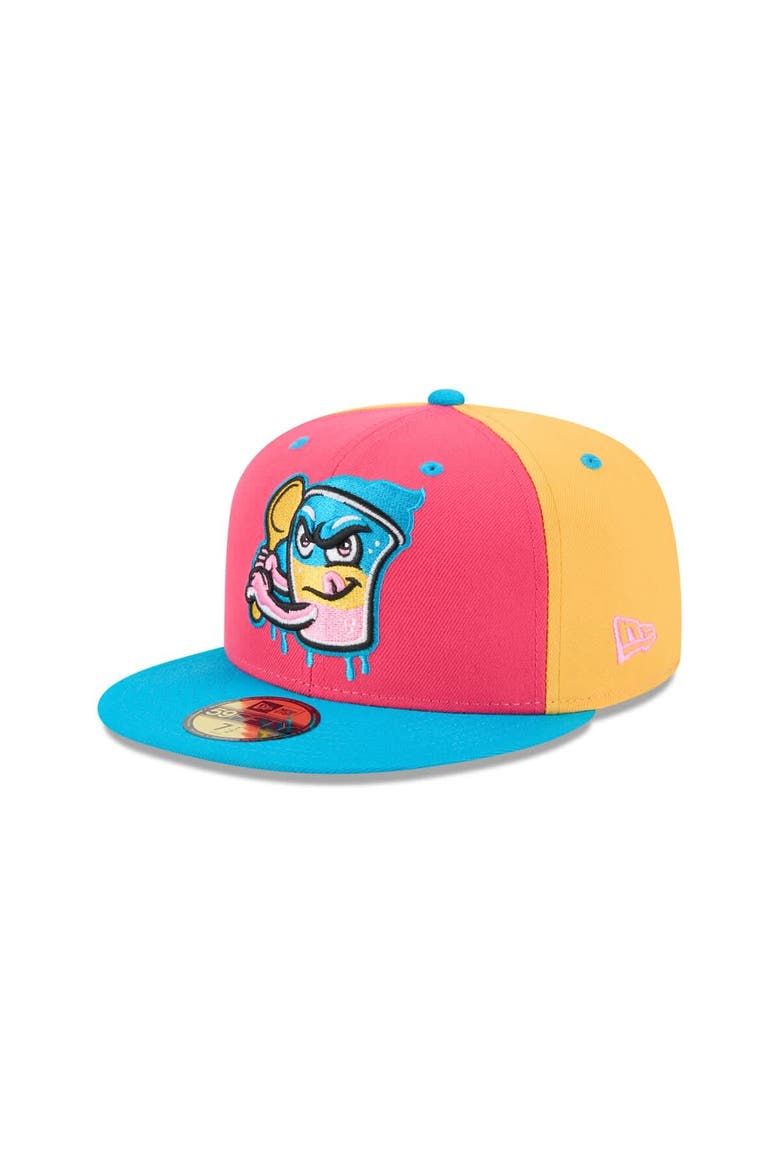 Men's New Era  Pink Jacksonville Jumbo Shrimp Theme Nights 59FIFTY Fitted Hat, Alternate, color, Pink