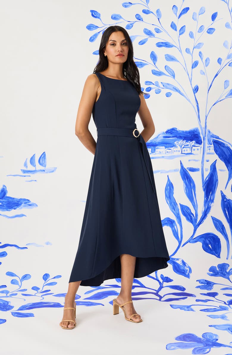 Maggy London Belted High-Low Dress, Alternate, color,