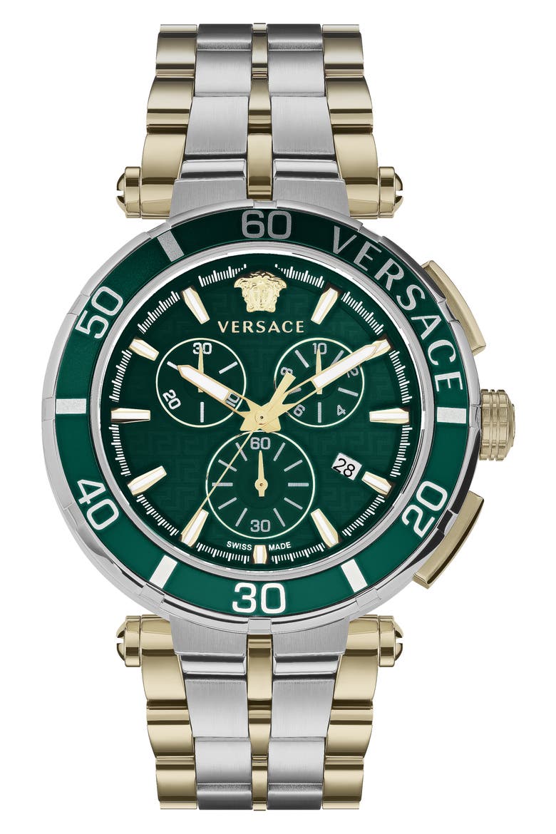 Greca Chronograph Bracelet Watch, 45mm, Main, color, TWO TONE