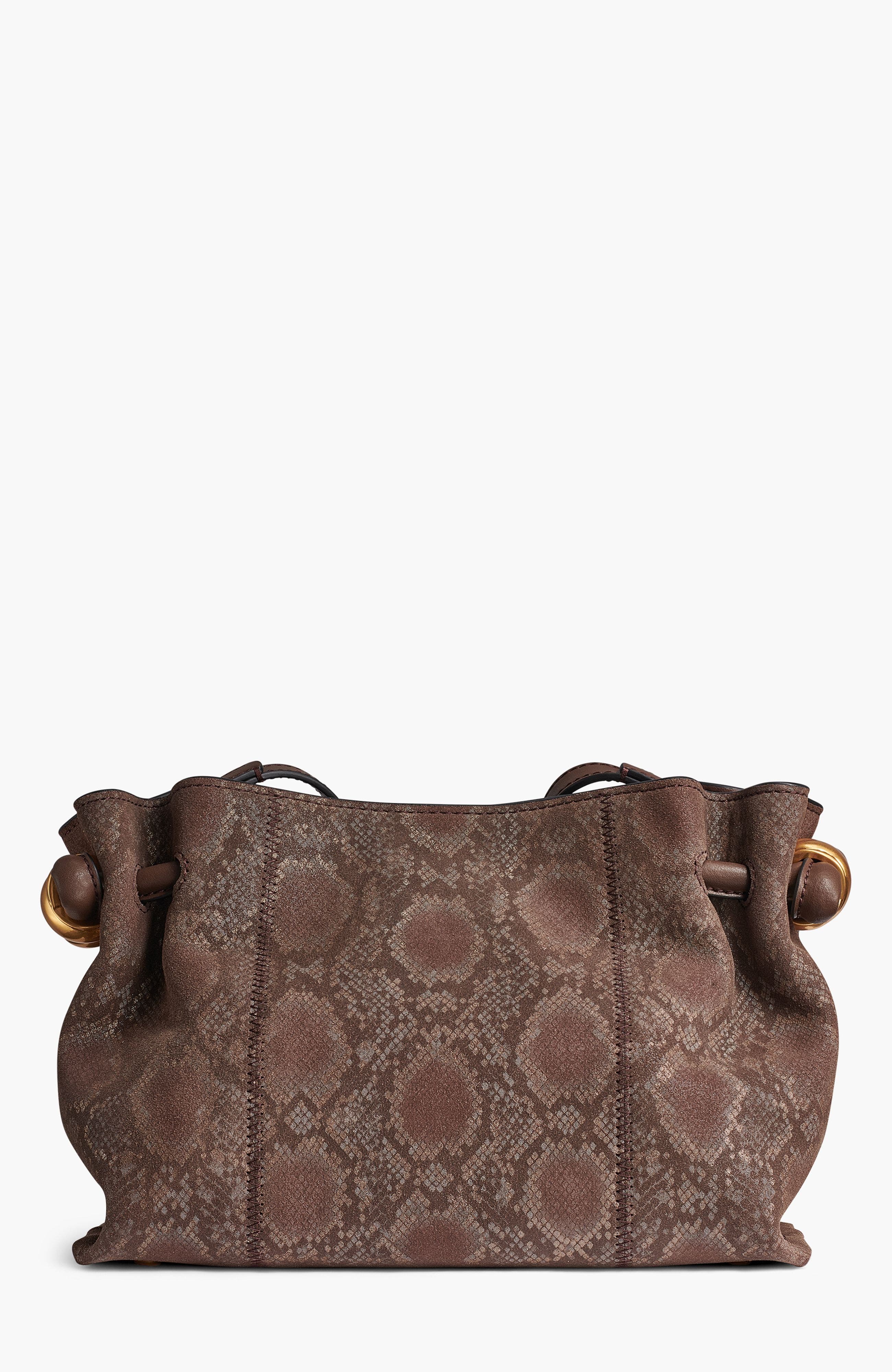 Donna Karan New York Cashmere Python Suede Crossbody, Alternate, color, Brown Multi