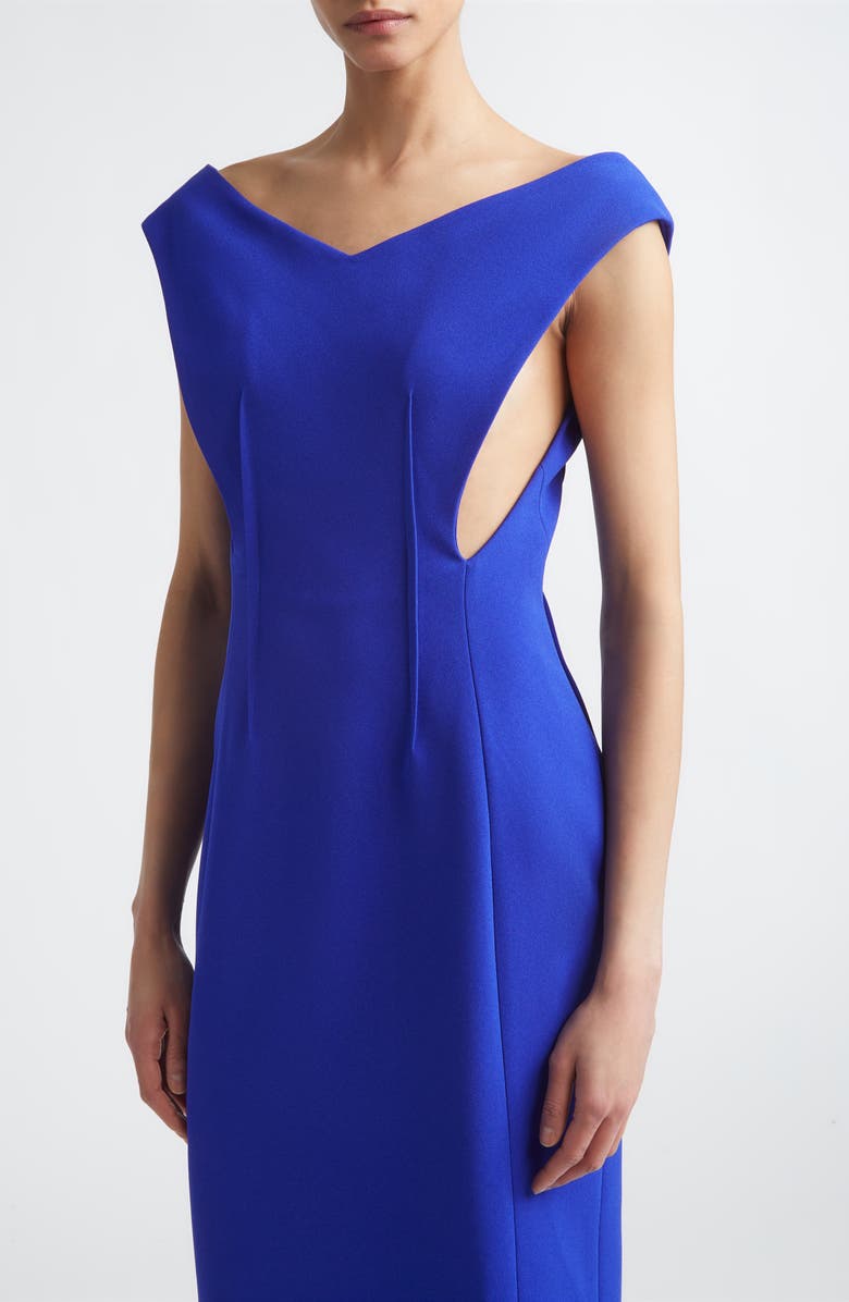 Jil Sander Technical Double Face Crepe Midi Dress, Alternate, color, Bluebell