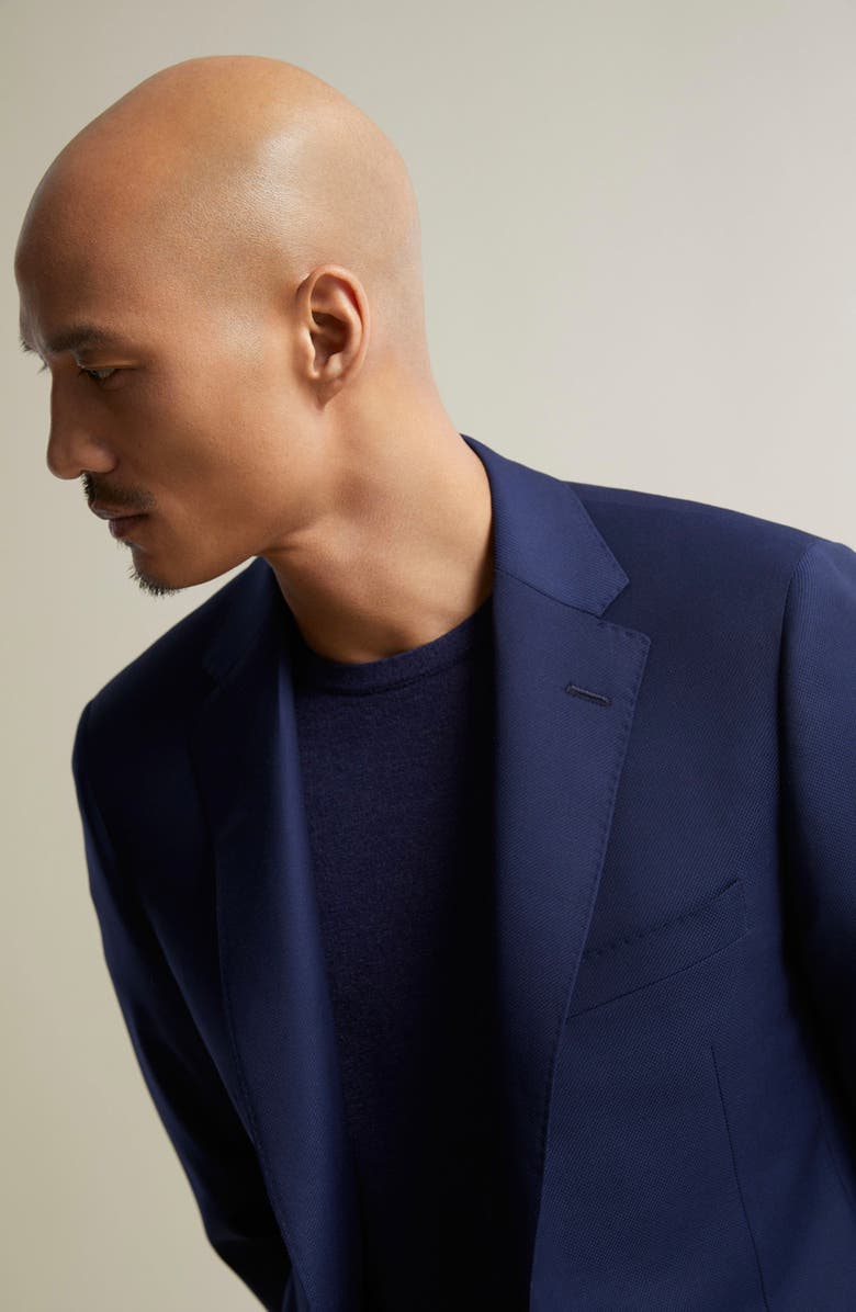 Samuelsohn Navy Double Twist 130s Wool Blazer, Alternate, color, Blue