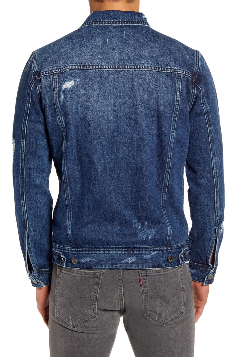 BLANKNYC Distressed Denim Trucker Jacket, Alternate, color,