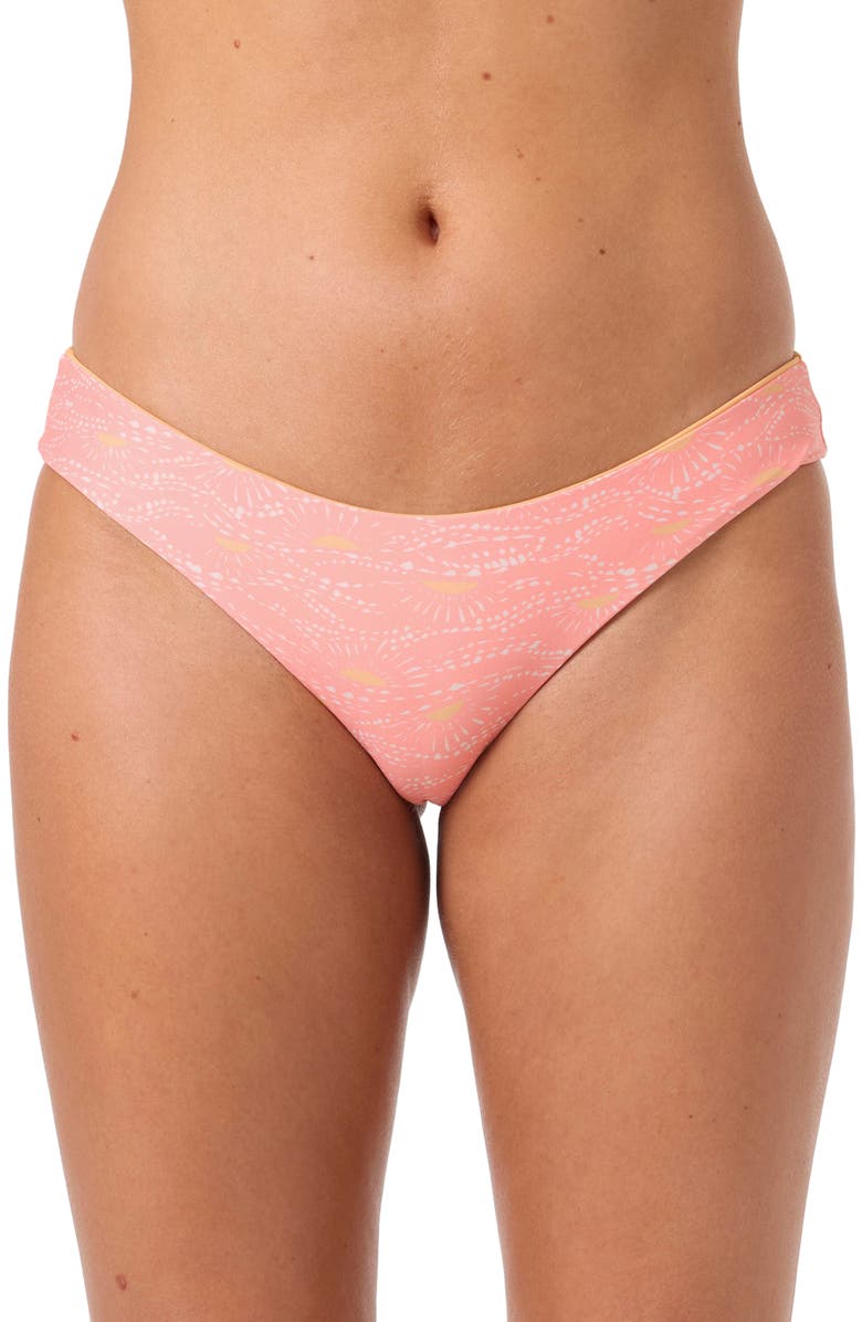 O'Neill Sunshine Blue Lagoon Reversible Bikini Bottoms, Alternate, color, Fusion Coral
