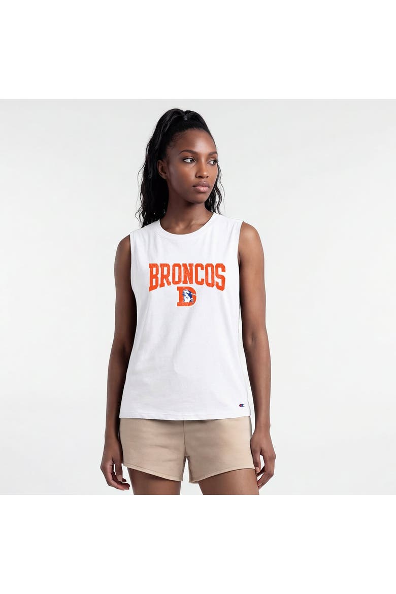 Women's Champion  White Denver Broncos Muscle Tank Top, Main, color, White